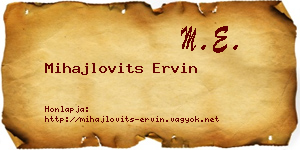 Mihajlovits Ervin névjegykártya